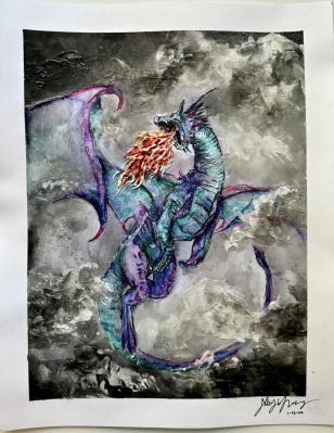 Watercolor | Fire Breathing Dragon  11X14