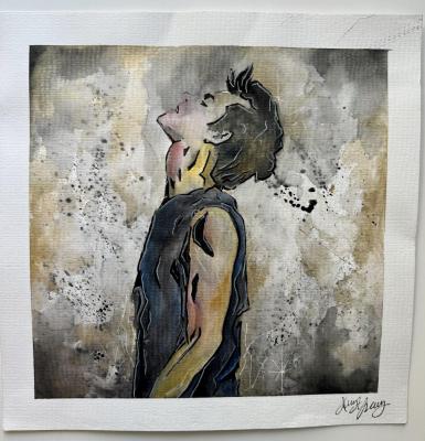 Watercolor | Boy Looking Up  12X12