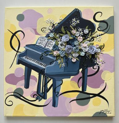 3D Acrylic ART on Canvas: "Bloom'in Music"